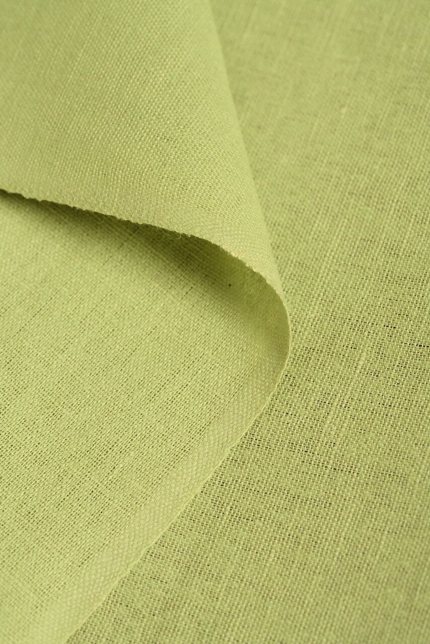 1 Yard Lime Green Linen Silk Fabric, Lightweight Woven Textile 54 Inches Wide
